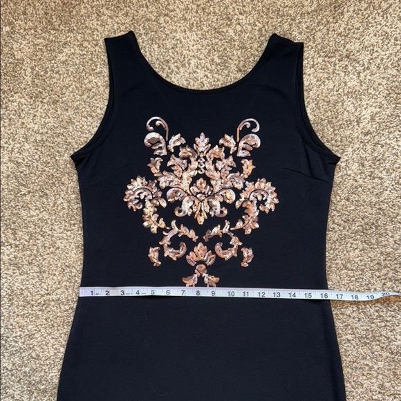 Suzy Shier Black Copper Embellished Sheath Dress - Picture 11 of 13